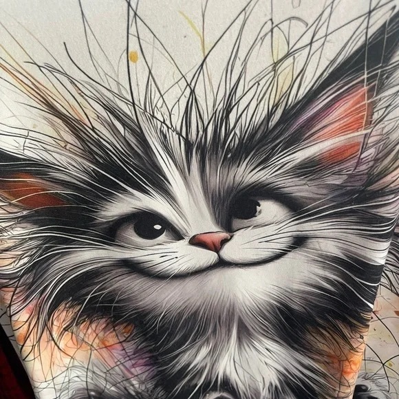 White Cat Print T-Shirt - Picture 2 of 4